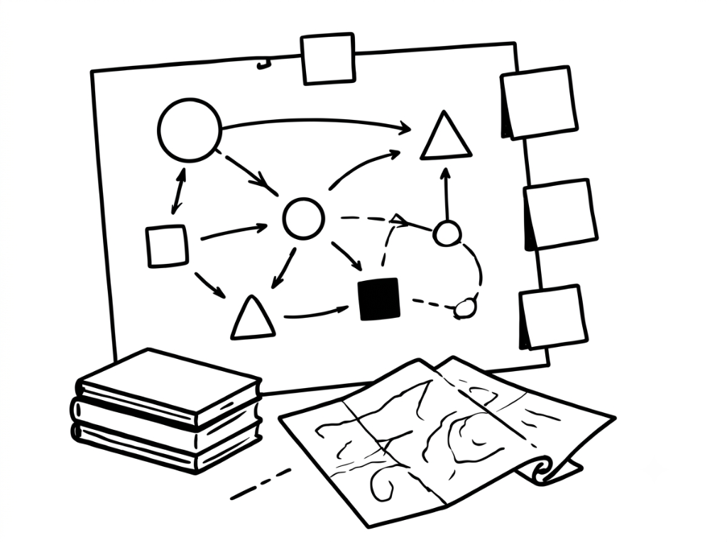 Systems thinking, architecture mapping, and narrative design diagram